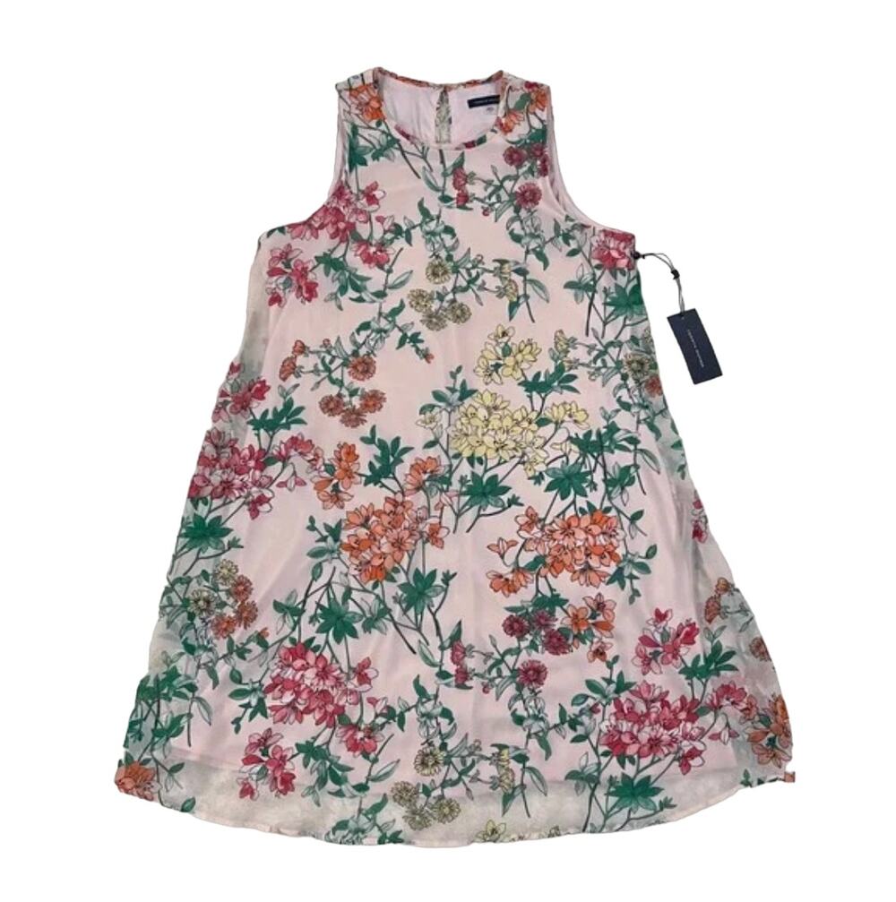 NWT Tommy Hilfiger Pink Floral-Print Chiffon Trapeze Dress - SIZE 8